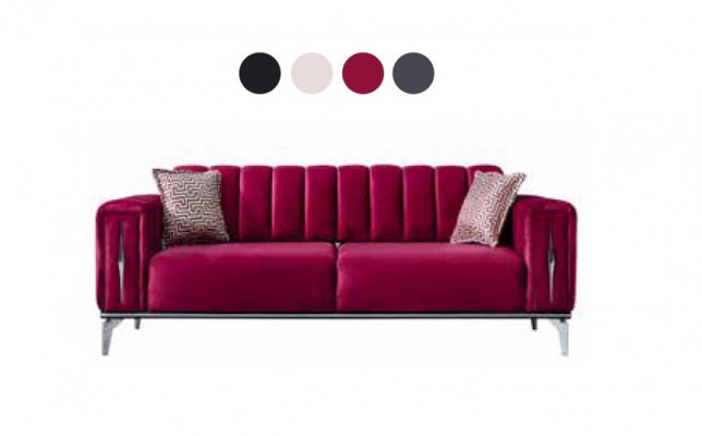 Gepolstert luxuréis 3-Sëtz Sofa am modernen Stil fir Wunnzëmmer a Rosa
