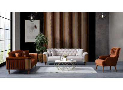 Fauteuil Eenzelstull 1Sëtzer Designer Fauteuil Sëtzbezuch Stoff a bronger FaarfNei
