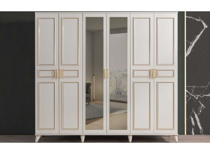 Wäisse Kleederschaf Glasschaf Schlofzëmmer Designer Holz Miwwelen Nei