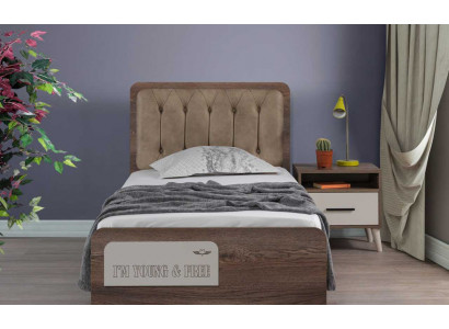 Brongen Kannerzëmmer Eenzelbett Designer Holz Nuetsdësch 2-teileg Luxus Set