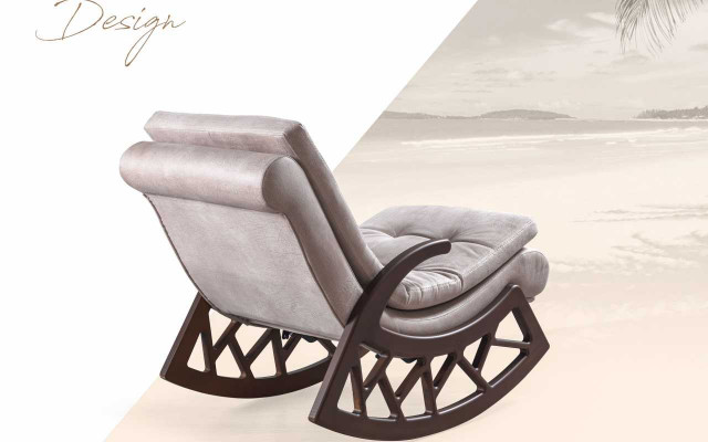 Modernt hëlzent Schaukelstull Eedelt Wunnzëmmer Relaxmoobel Hëlzgestell Neit