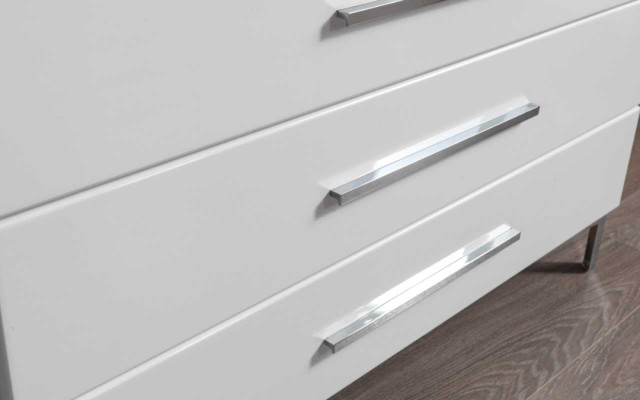 Véiertéiereg Wäiss Schlofzëmmer Kommode Designer Glas Ronnspigel 2-Delige Set
