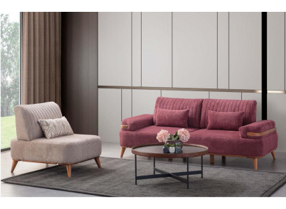 Zweefaarweg Wunnzëmmer Sofagarnitur Designer Miwwelen 3-Sëtzer Edel Fauteuil