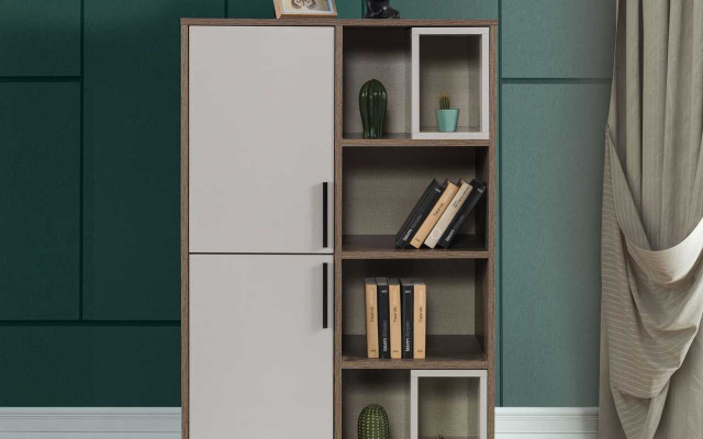 Moderne wäiss Bicherregal Kannerzëmmer Miwwelen Designer Holz Schief