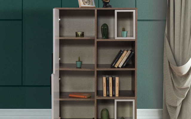 Moderne wäiss Bicherregal Kannerzëmmer Miwwelen Designer Holz Schief