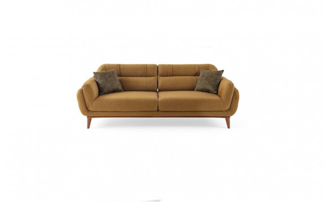 Braune Polstersofa Textilcouch Wunnzëmmer Sëtz Exklusiver Dräisëtzer