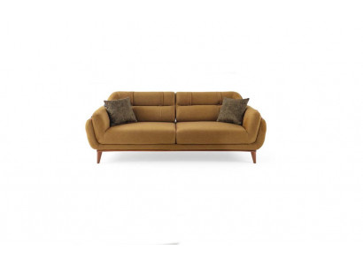 Braune Polstersofa Textilcouch Wunnzëmmer Sëtz Exklusiver Dräisëtzer