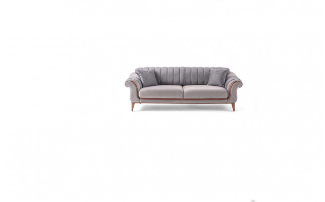 Grout Sofa Designer Wunnzëmmer 3-Sëtzer Holzrabatt Textil Canapéën