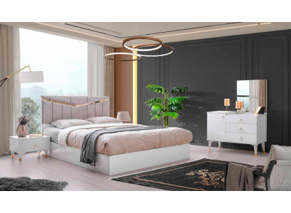 Schlofkummer-Set 4tlg Modern Stil Design Bett Schminktisch 2x Nuetsdëscher