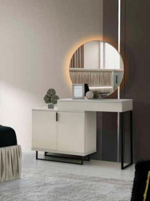 Schminktisch mat Spigel Wäiss Modern Stauraum Schlofzëmmer Friseurdësch