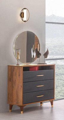 Kommode mat Spigel Braun Gri Zweefaarweg Schlofkummer Stauraum Modern