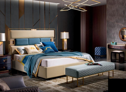 Bett Këssen Design Luxus Holz Duebel Hotel Deko Better Bestietnes Schlofzëmmer