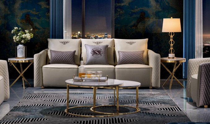 Beistell Couch Dësch Ronn Dëscher Ronne Sofa Metall Glas Luxus Designer