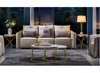 Beistell Couch Dësch Ronn Dëscher Ronne Sofa Metall Glas Luxus Designer