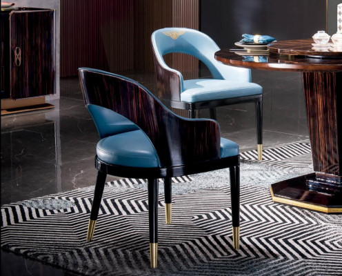 Stull Trohn Sëtz Set Iesszëmmer Designer Holz Modern Stil Eenséitzer