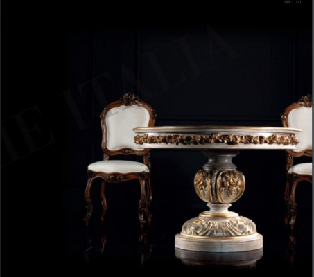 Iessen Dësch Dëscher Ronne Miwwelen Iessen Dësch Luxus Rond Dësch Massivt Holz Italienesch Barock