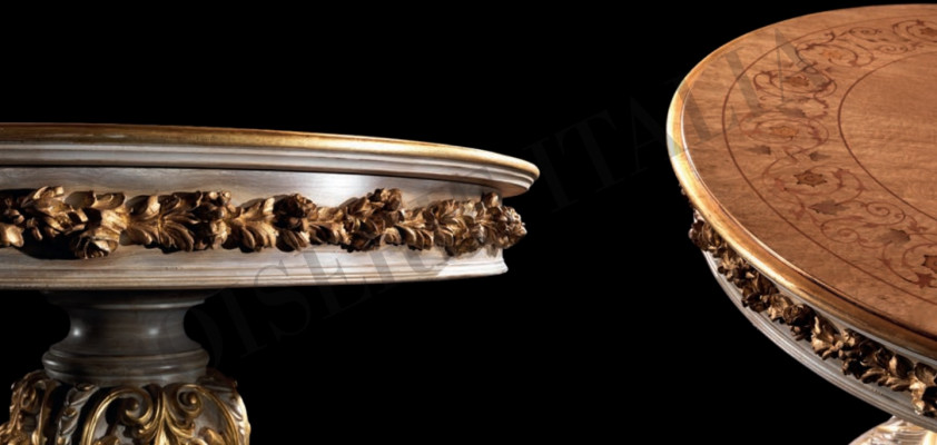 Iessen Dësch Dëscher Ronne Miwwelen Iessen Dësch Luxus Rond Dësch Massivt Holz Italienesch Barock