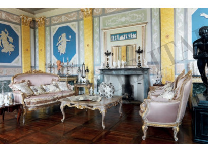 Sofa Set 2+1+1 Sofa Garnitur Fauteuil Barock Stil Canapé Grupp Italien Miwwelen Nei