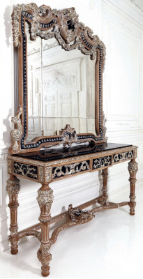 Wandspigel Landhausstil Konsole Schminktisch mat Spigel Konsolendësch Braun