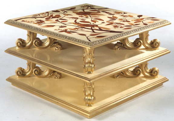 Couchtisch Dësch Säitendësch Wunnzëmmertësch Holz Royal Säitendësch Barock Nei