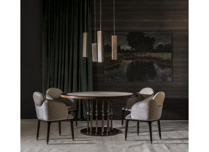 Grupp Stullen Garnitur Textil Stoff Holz Gepolstert Iesszëmmer Stullen 4x Stull