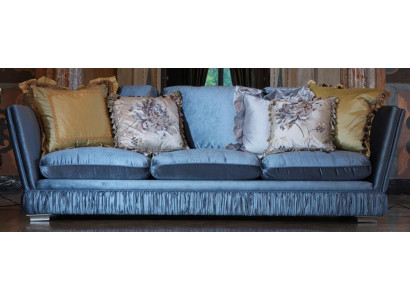 Klassesch Dräibettzëmmer Sofa Faarf blo Wunnengstoff Sofa Klassiker