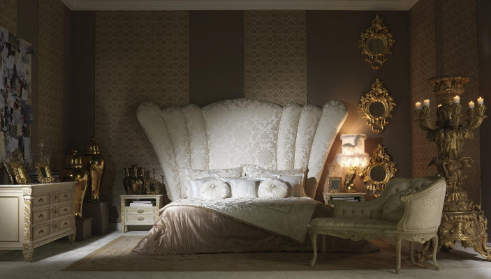 Chesterfield Grousst Bett Kappdeel Bett Polsterung Hotelbett Faarf Wäiss Klassesch