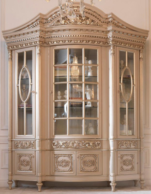 Vitrinen Glas Schaf Echt Holz Anrichte Vitrine Wunnzëmmer Miwwelen Massivt Holz