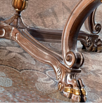 Iessdësch Ronn Wunnzëmmer Dëscher Holz Royal Barock Italienesch Miwwelen Barock