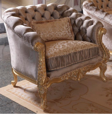 Polster Sëtz Couchen Einsëtzer Fauteuil Couch Chesterfield Design Textil 1 Sëtz