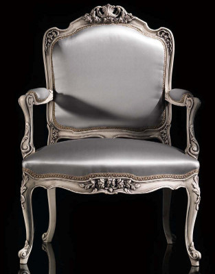 Iesszëmmer Still Luxus Fauteuil Still Holz Sëlwer Troun Barock Wunnzëmmer Miwwelen