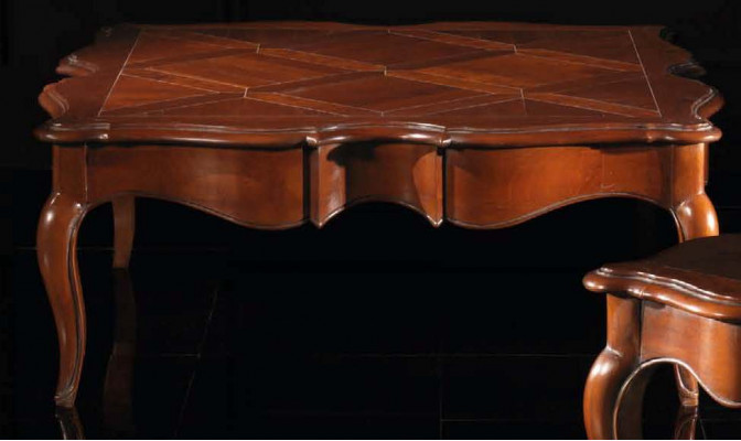 Bäizësch XXL Echt Holz Dësch 112x112cm Miwwelen Italienesch Ariichtung Dëscher