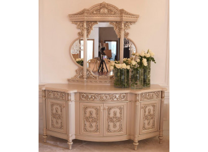 Kommode Anrichte Kommoden Spigel Set Echt Holz Italienesch Miwwelen Antik Stil
