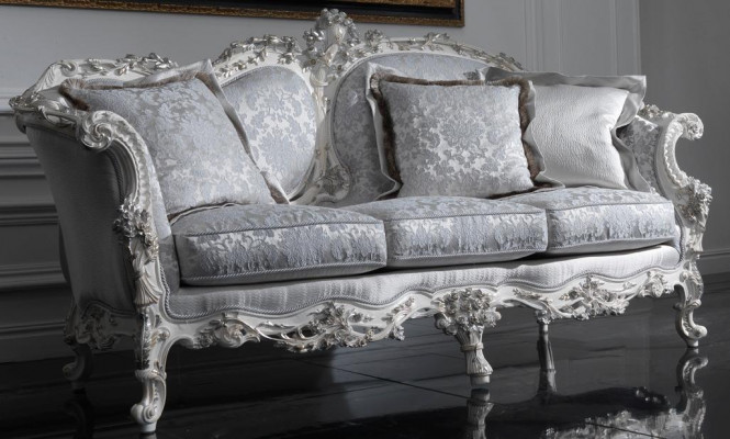 Chesterfield Klassische Dräisëtzer Canapé Wunnlandschaft Textilcanapé 3 Sëtz Couch