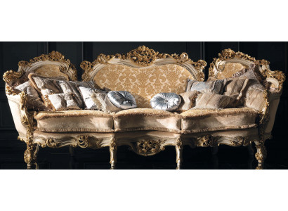 Wunnzëmmer Sofasen Couch Polster Design Textil Holz Exklusiv Sofa 3 Sëtzer Neit