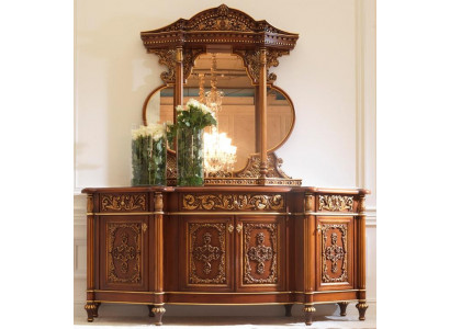 Kommode Anrichte Spigel Set Eechte Holz Italienesch Miwwelen Antik Stil Kommoden