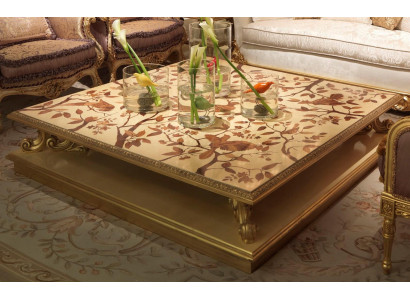 Couchtisch Dësch Bäitisch Wunnzëmmerdësch Holz Royal Säitendësch Barock klassesch