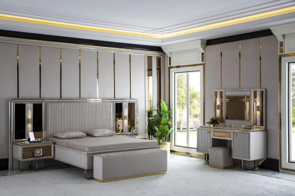 Hocker Wäiss Elegante Schlofkummer Holzmiwwelen Modern Design Schéin