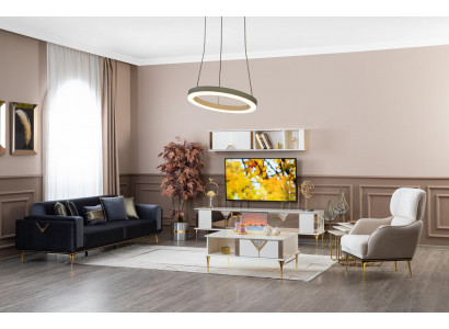 Sofagarnitur 31 Set TV-Stänner Textil Polster Miwwel Luxus Couchgarnitur 5-tlg