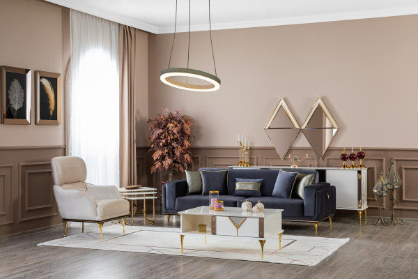 Sofagarnitur 31 Set TV-Stänner Textil Polster Miwwel Luxus Couchgarnitur 5-tlg