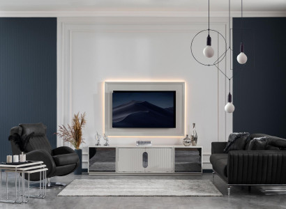 Wunnzëmmer Set Sofagarnitur 31 Sëtz TV-Stänner Fernsehwand Luxus 4tlg