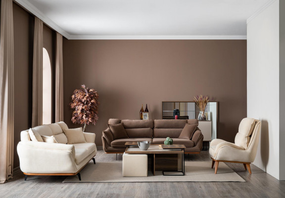 Sofagarnitur 3+3+1 Sëtzer Coffeestafel Set Design Polstersoftcouches Modern 4-Stéck Set
