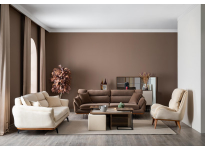Sofagarnitur 3+3+1 Sëtzer Coffeestafel Set Design Polstersoftcouches Modern 4-Stéck Set