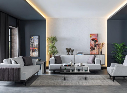 Wunnzëmmer Sofagarnitur 331 Sëtz Couchtisch Niewendësch 5tlg Modern
