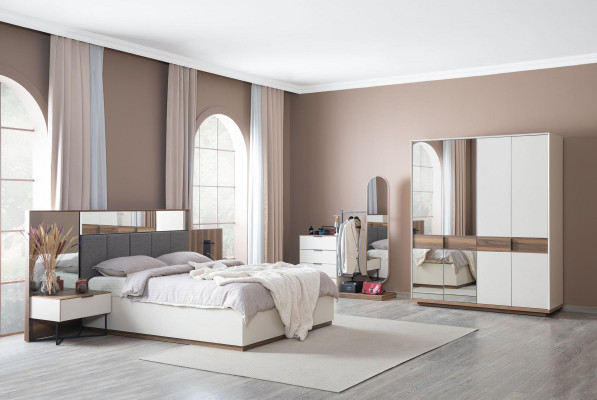Nuetsdëscher Wäiss Modernen Design Miwwelen Luxus Elegantes Schéin Schlofzëmmer