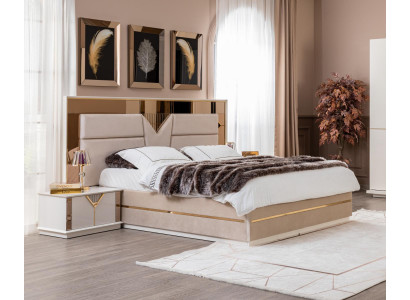 Nuechtstësch Schlofkummer Luxus Miwwelen Holz Beige Stil Modern Nuechtstëscher