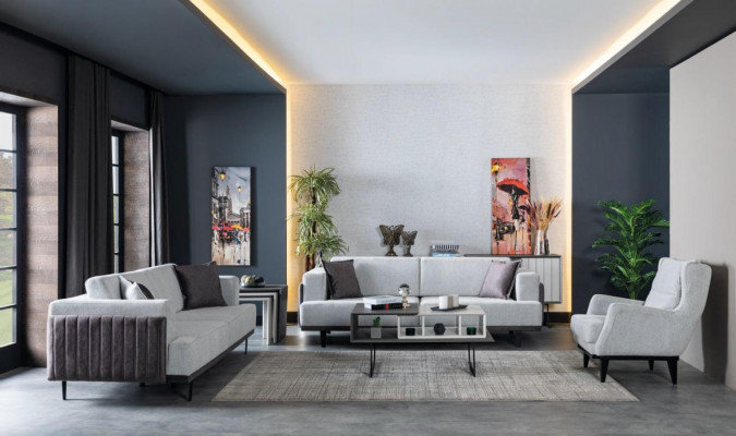 Sofagarnitur 3+1 Plaz Polsterdësch Beistelltësch Modern Nei 4tlg