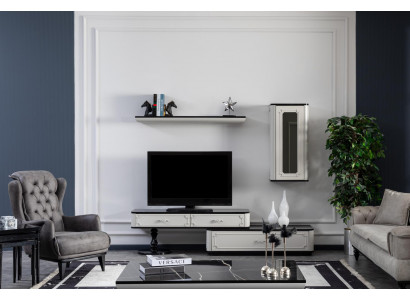 Wunnzëmmermiwwel Set Designer Sëtz Wunnwand Ariichtung nei wäiss