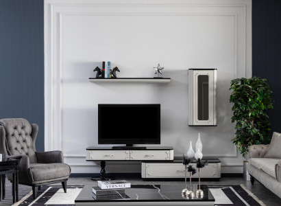 Wunnzëmmermiwwel Set Designer Sëtz Wunnwand Ariichtung nei wäiss