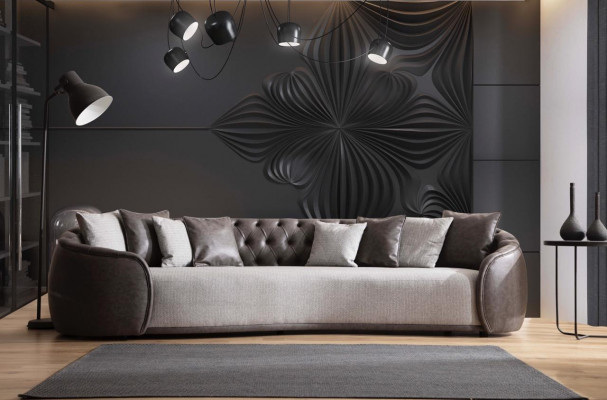 Luxusbank Sofa Canapé Wunnzëmmer Büro Miwwelen Textil Sofae 3-Sëtz.